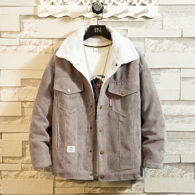 Lamb Wool Men's Corduroy Cotton-Padded Jacket