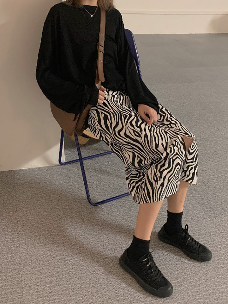 High waist zebra print skirt