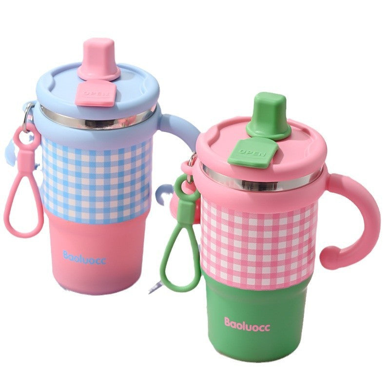 316 Stainless Steel Vacuum Cup Household Handle Student Straw Cup