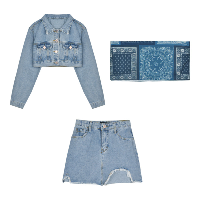 Women's Retro Tooling Denim Short Coat