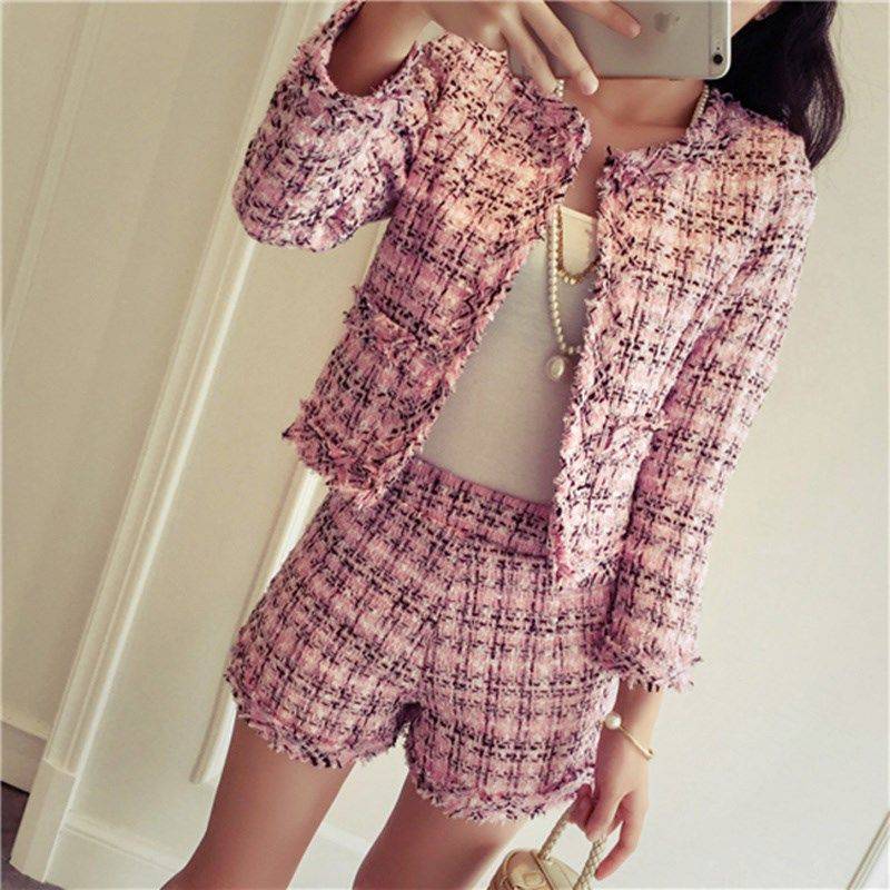 Celebrity Xiaoxiangfeng Two-piece Suit Thick Flower