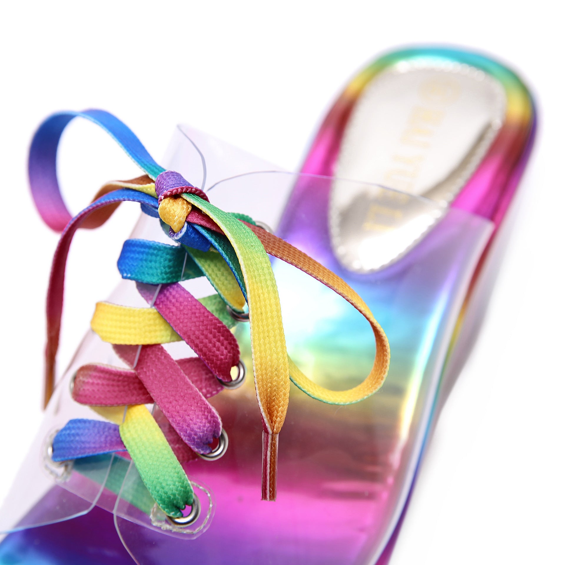 Colorful lace high heel sandals and slippers