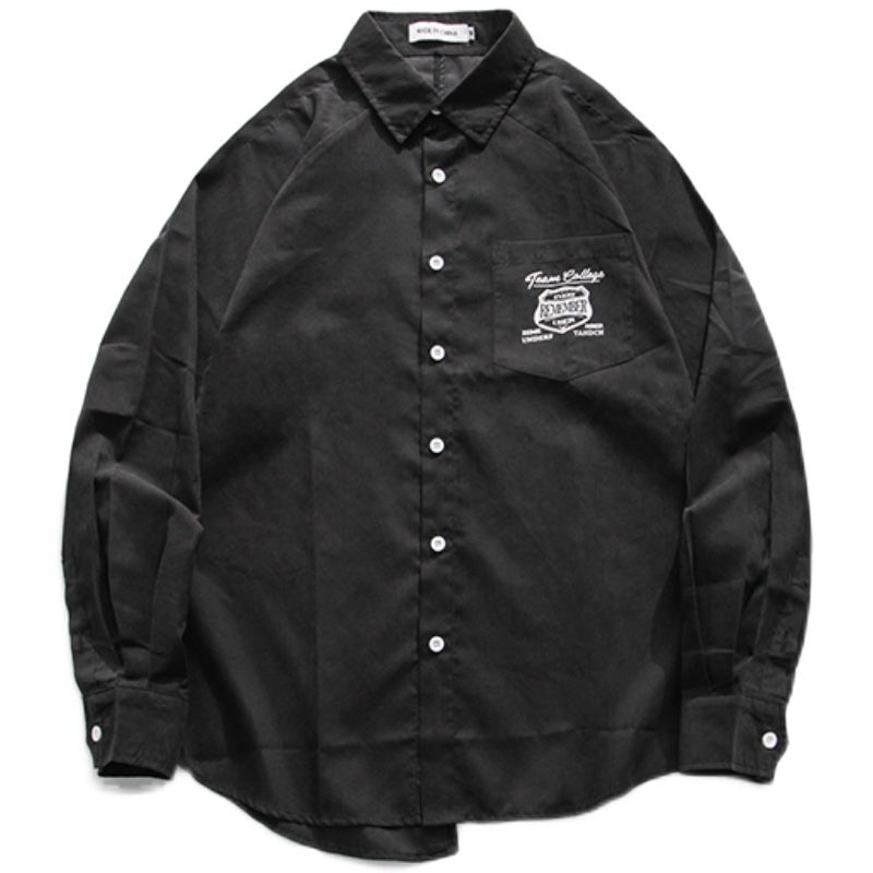 Hong Kong style Japanese retro solid color shirt