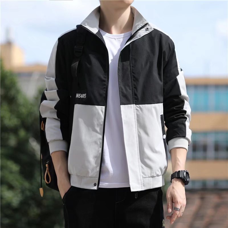 Autumn Clothing Coat Men's Spring New Korean Style Trendy Handsome Top Spring And Autumn Clothes Men's Stand Collar Jacket