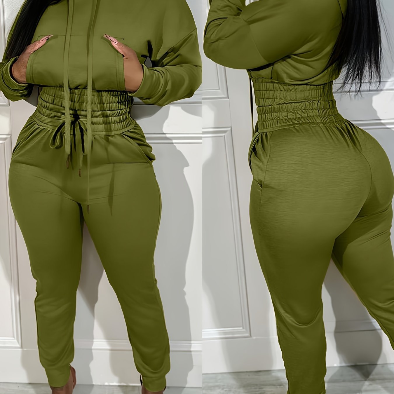 Girdle Casual Hoodie And Cuff Jogging Sweatpants