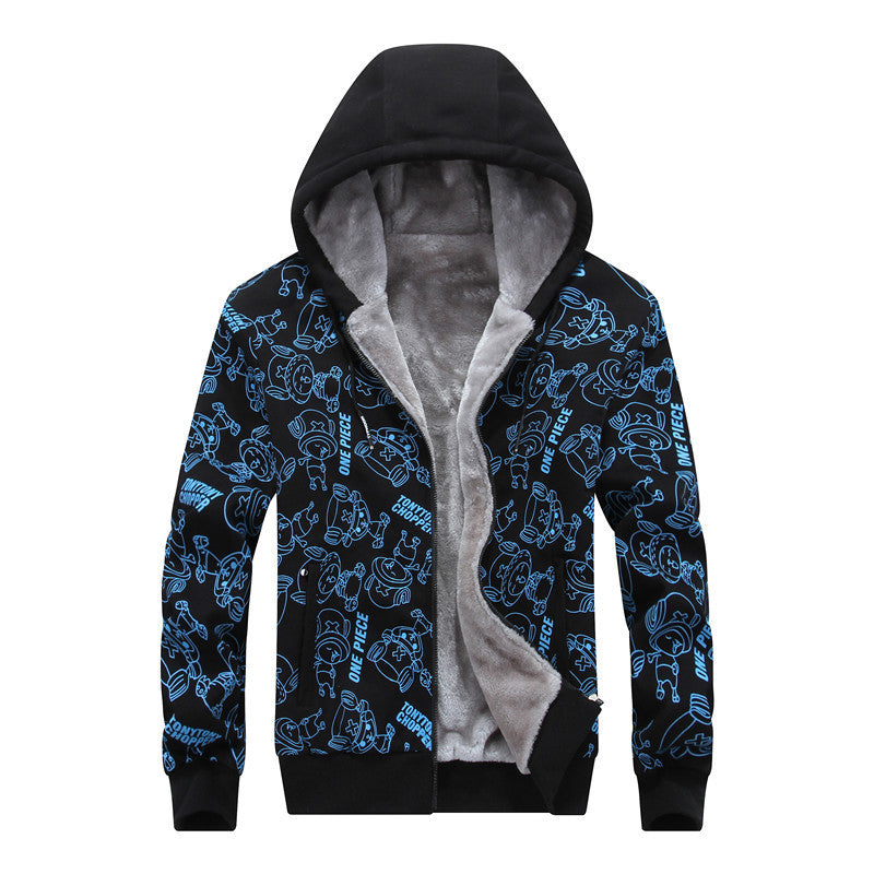 Winter Sweater Men's Plus Velvet Thick Hooded Jacket