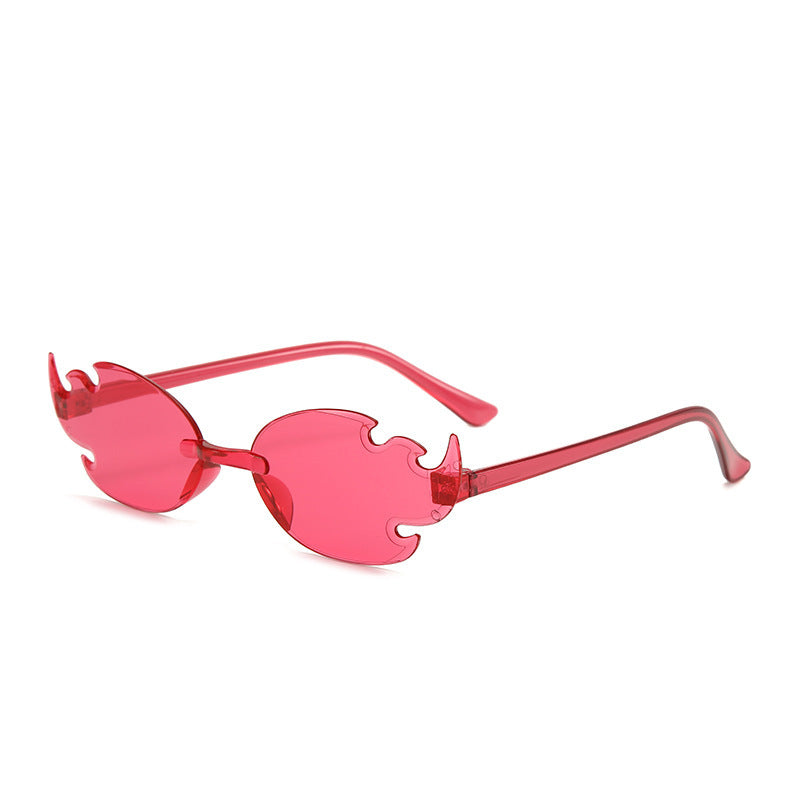 Flame European And American Personalized Trend One-piece Frameless Colorful Dance Party Candy Color Glasses