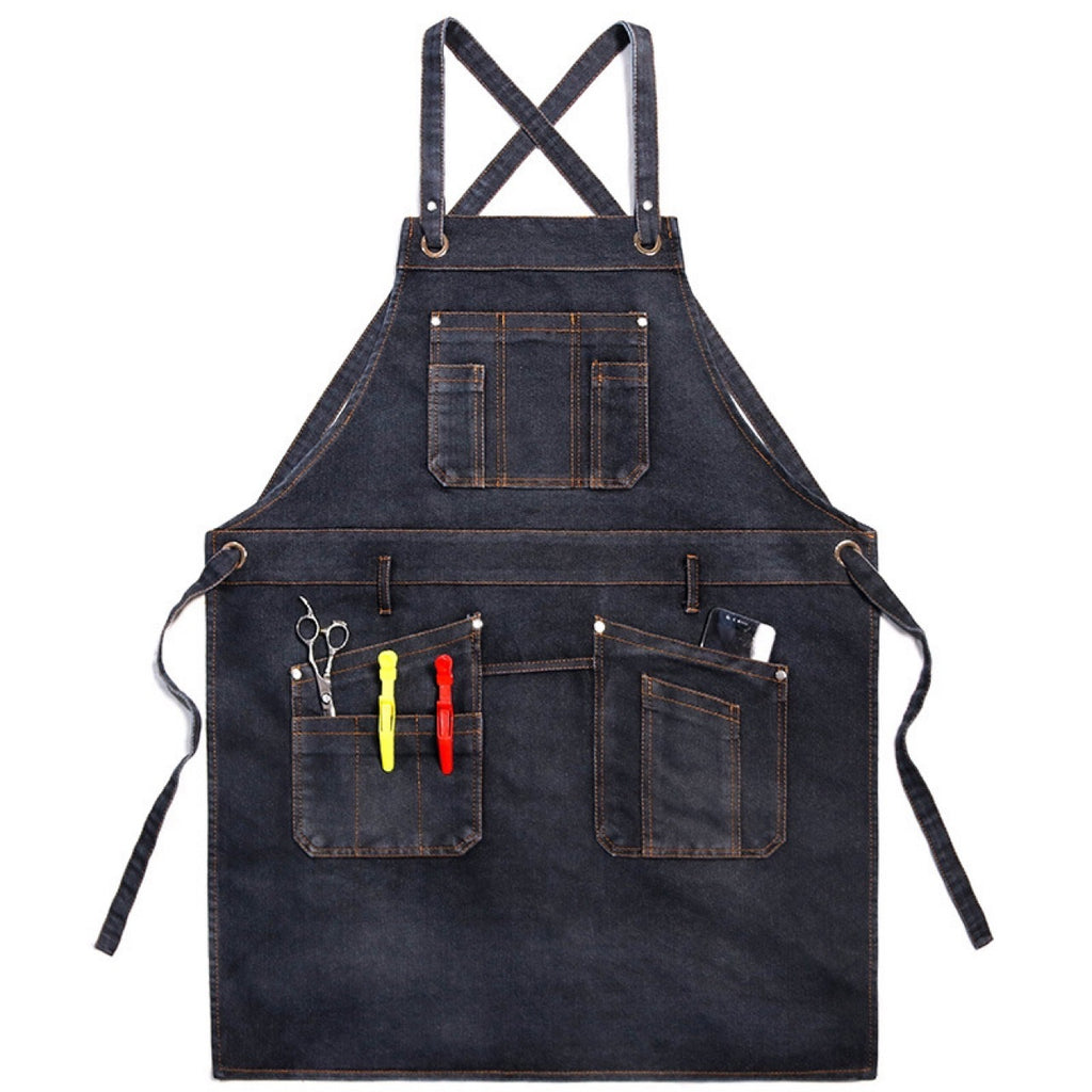 Kitchen Floral Art Men's And Women's Work Clothes Overclothes Cotton Jean Apron