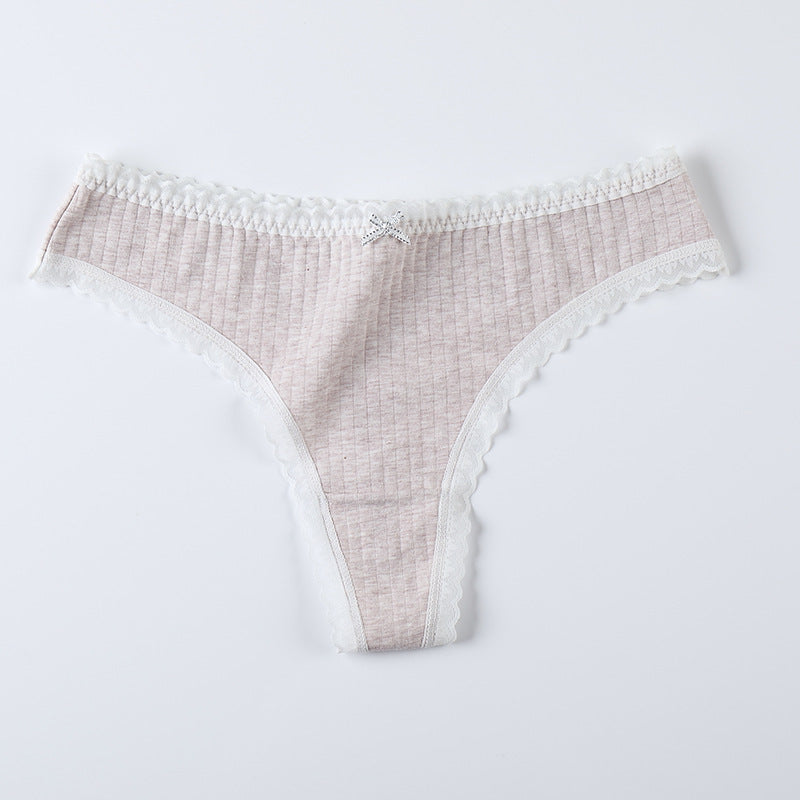 Silk T-shaped Women's Cotton Lace-trimmed T-shaped Panties
