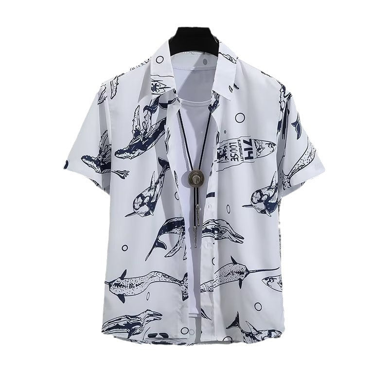 Fashion Ins Printed Shirt Beachwear Casual Shorts Suit