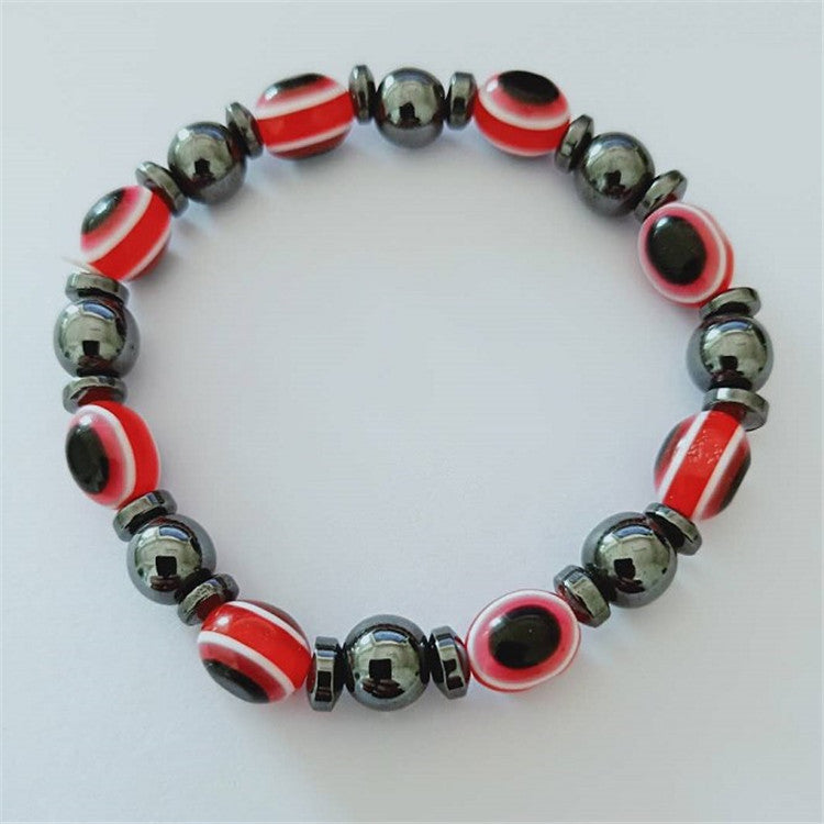 Colorful Flat Beads Black Stone Magnet Elastic Bracelet
