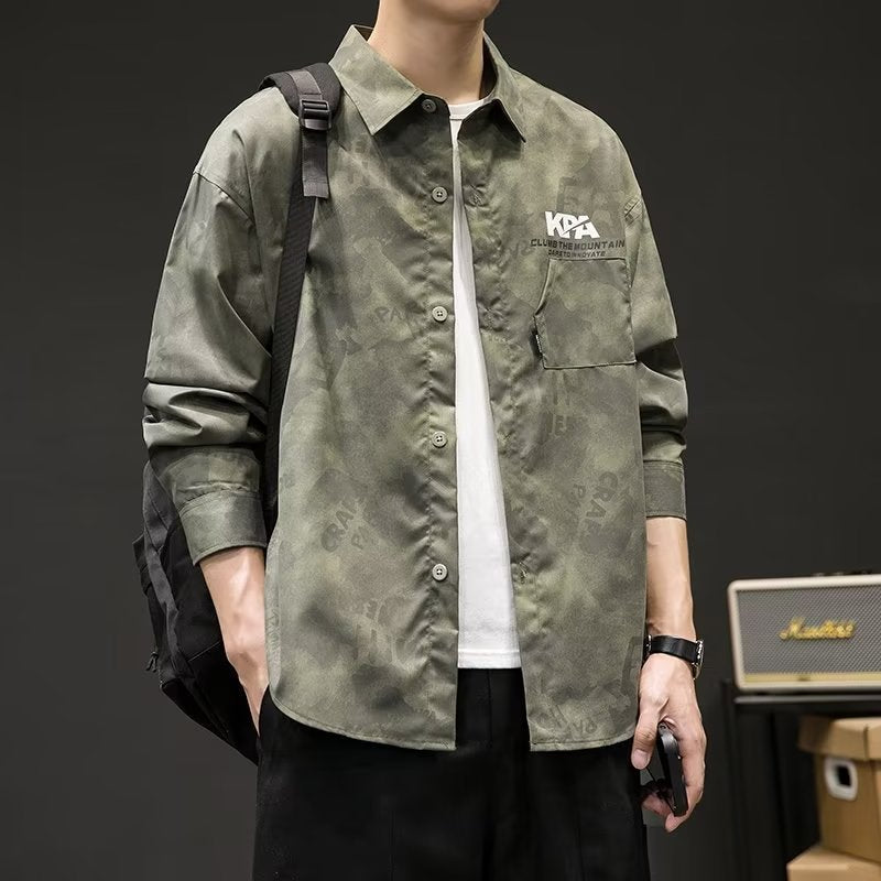 Japanese-style Retro Camouflage Shirt Men