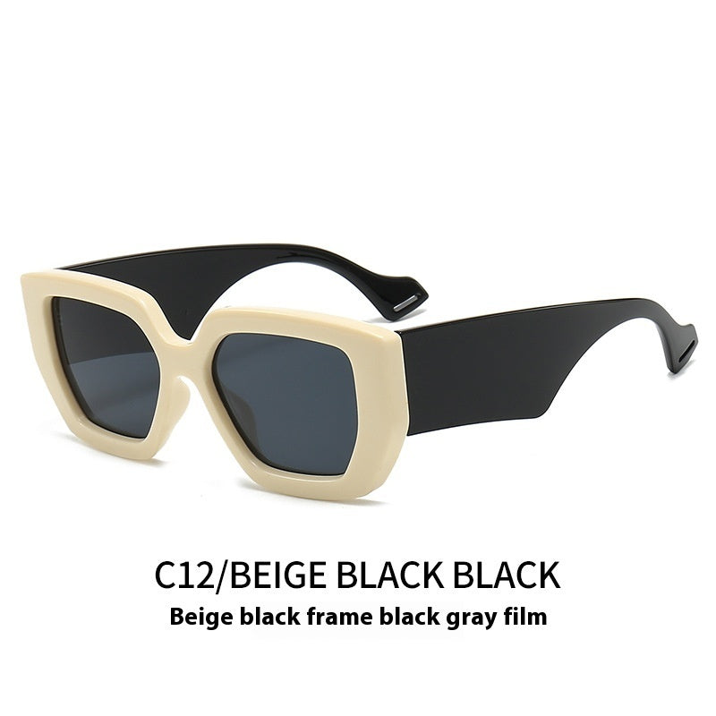 Big Square Rim Contrast Color Sunglasses Female To Make Round Face Thin-looked Fashion