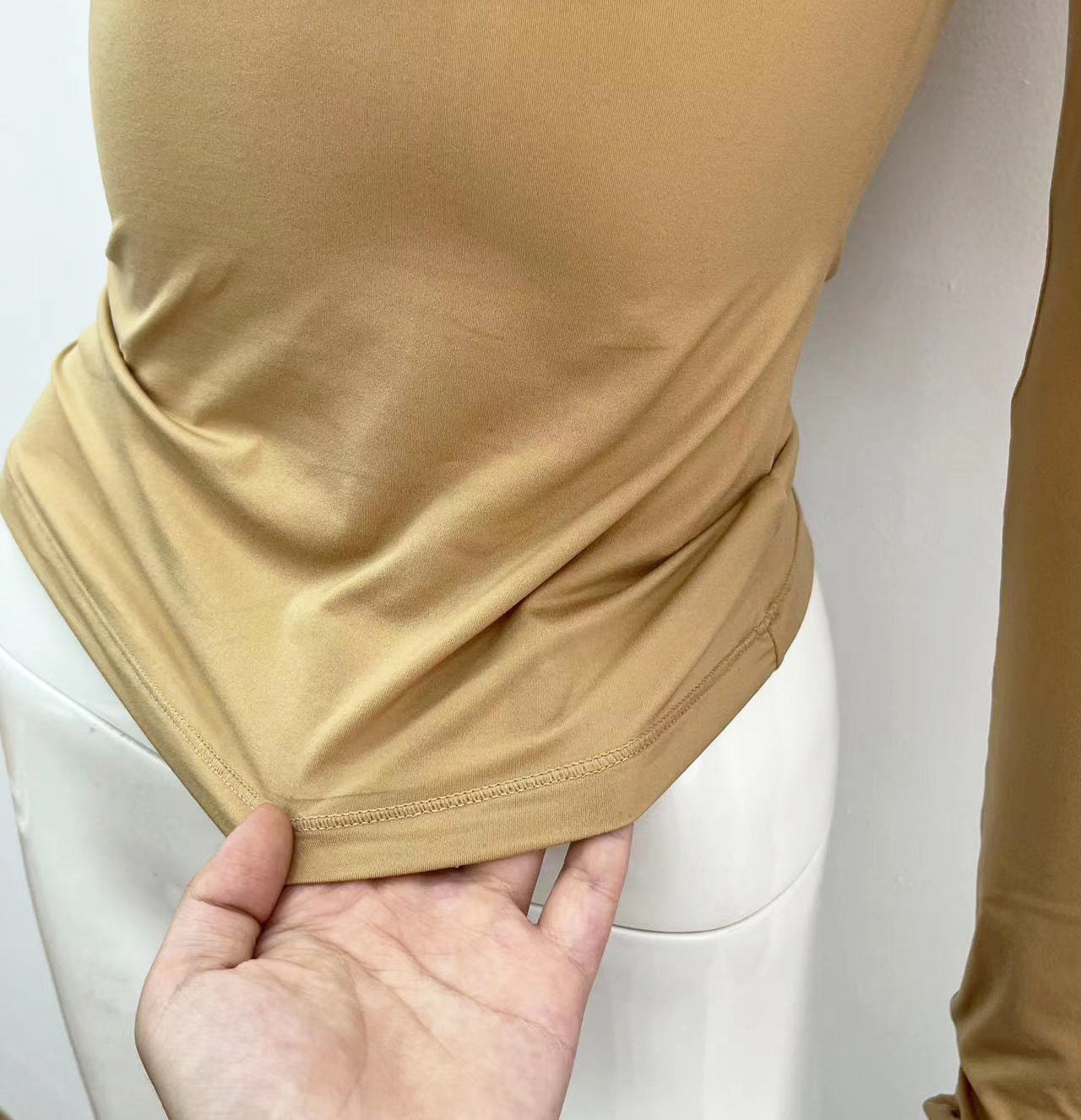 Brushed High-density Nylon Long-sleeved Bottoming Women's Single Wear