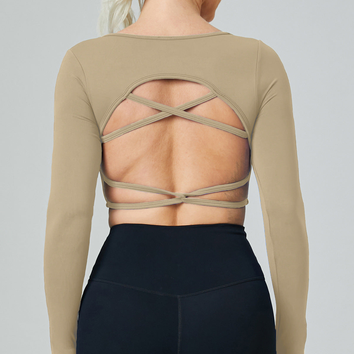 Quick Drying Clothes Outdoor Long Sleeve Cross Beauty Back Workout Clothes Sports Top
