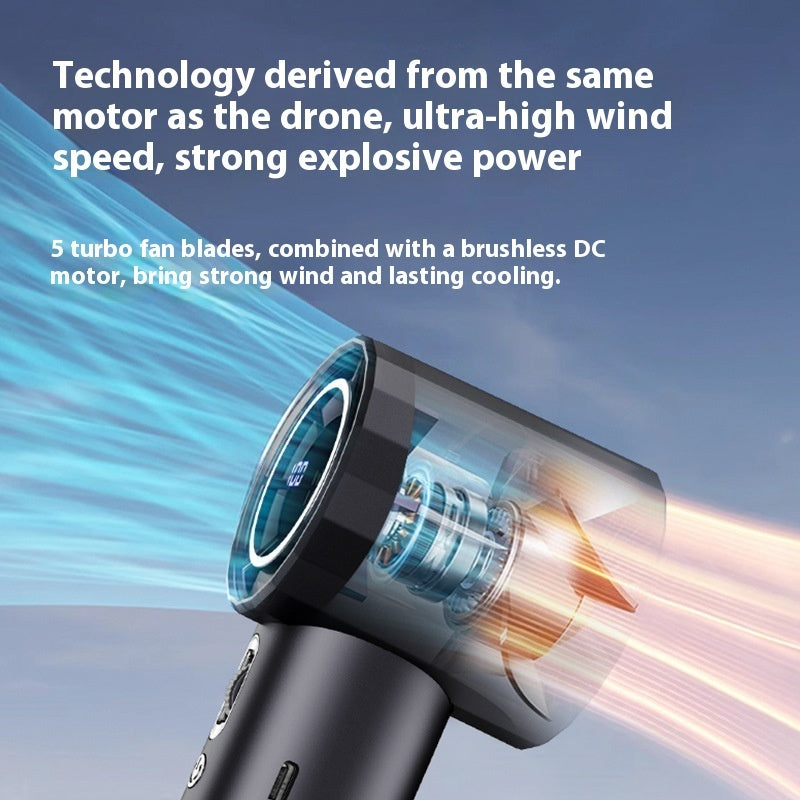 High-speed Handheld Bladeless Mini Hundred Gear Digital Display Violence Little Fan
