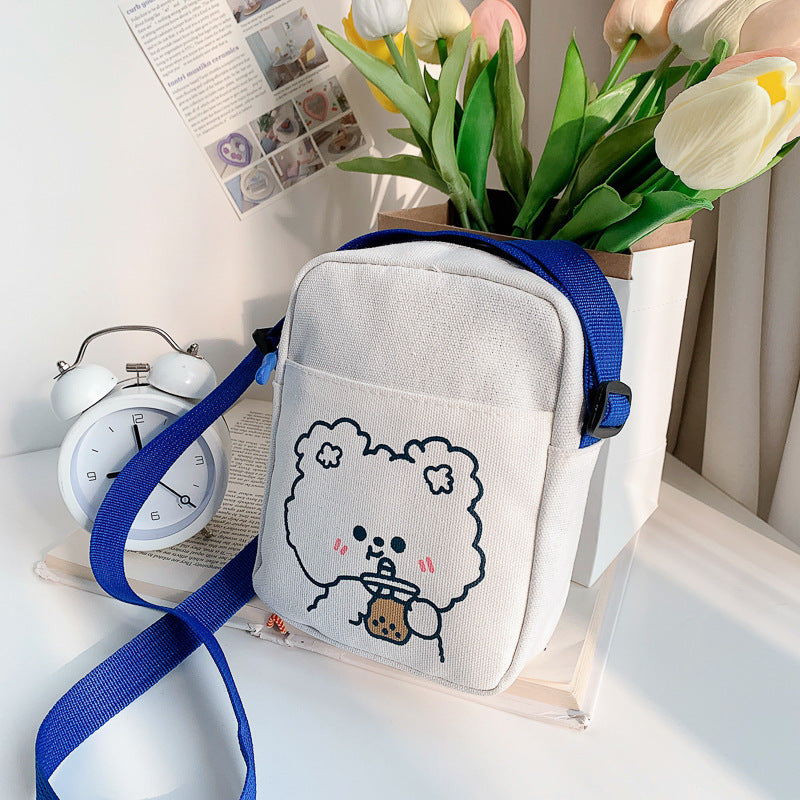 Cute Cross Body Small Female Student Girl Everything Mobile Phone Canvas Bag