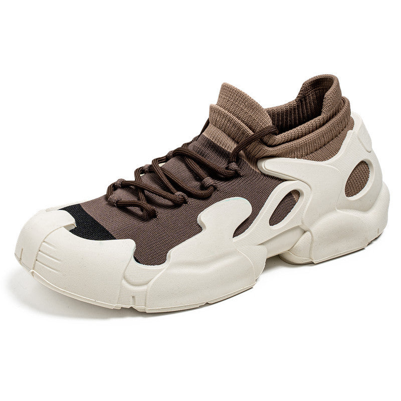 Breathable Fly Woven Mesh Lace-up Platform Sports Mesh Shoes