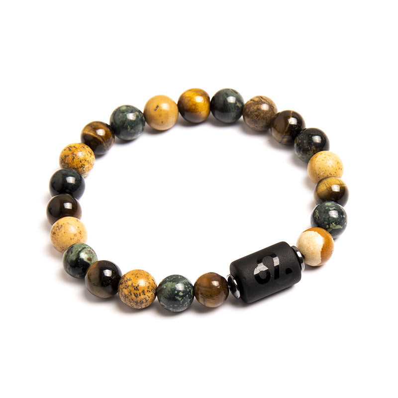 European And American New Natural Picture Tigereye Twelve Constellation Beaded Bracelet