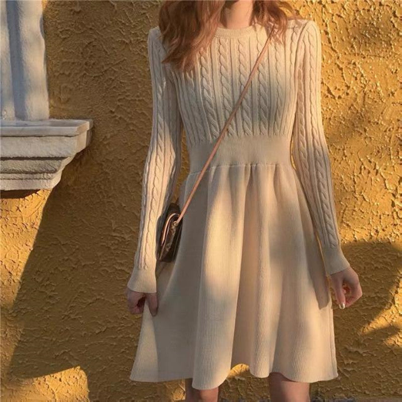 Autumn And Winter Temperament Waist-controlled Base Ride Dress