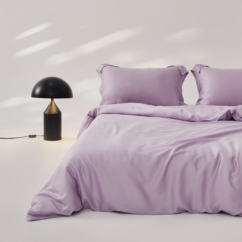 Summer Pure Color Silky Lyocell Cool Feeling Ice Silk Four-piece Set