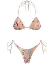 Printed Reversible Lace-up Triangle Bikini