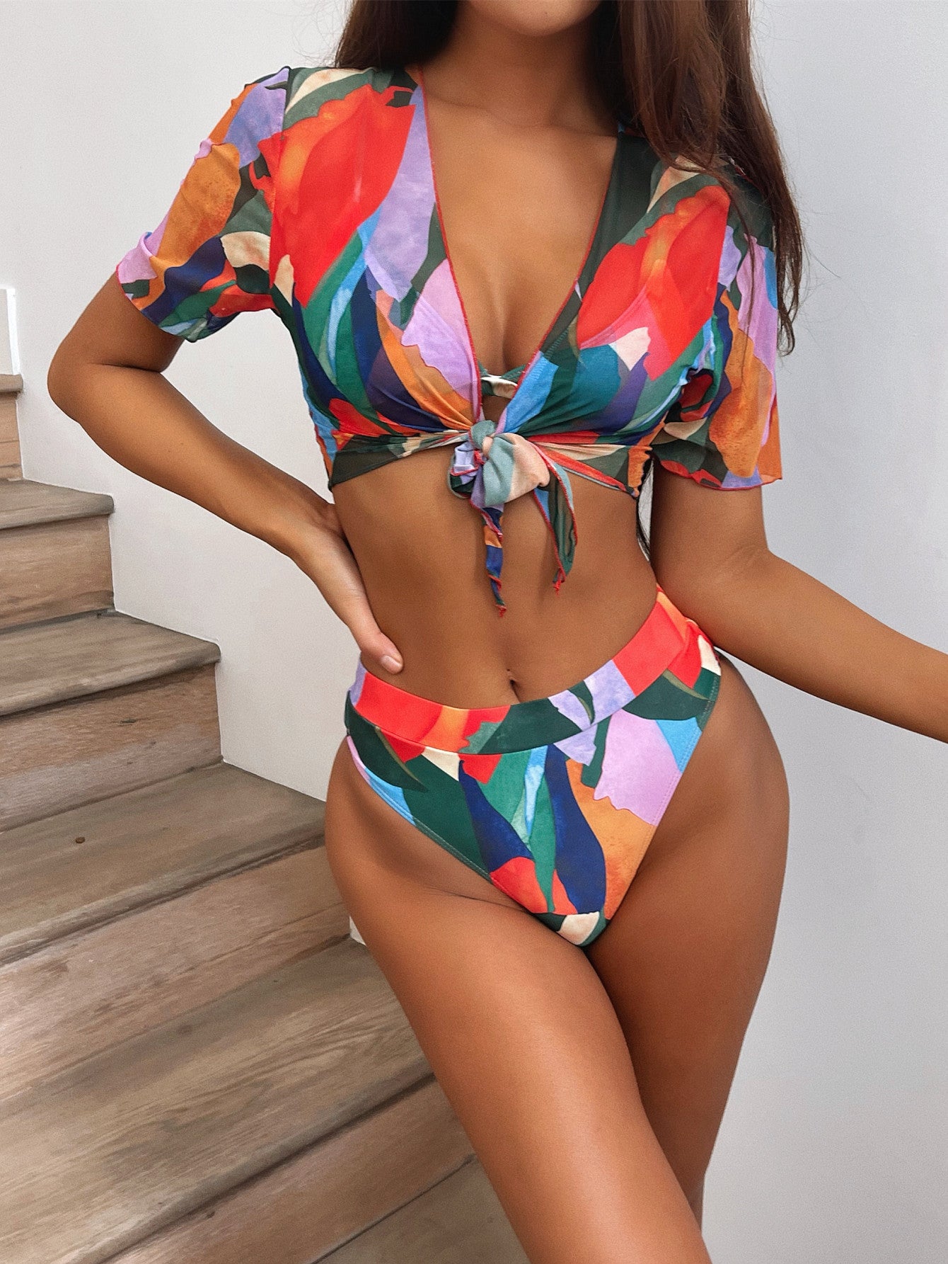 New Women's Printed Split Swimsuit