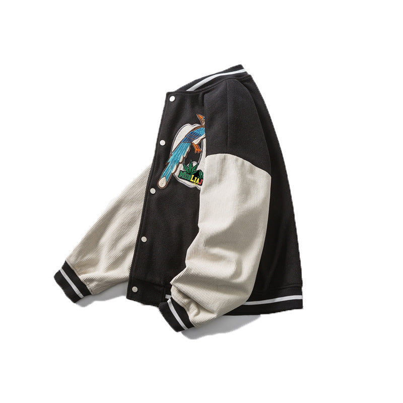Men's New Jacket Embroidered Standard Woolen Stand Collar Baseball Jersey