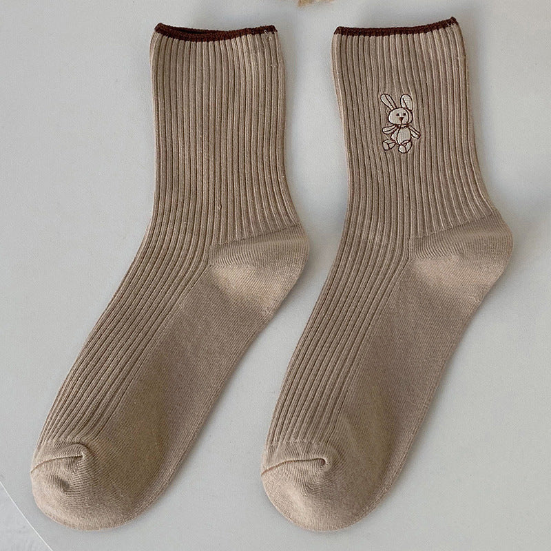 Autumn And Winter New All Cotton Cute Japanese Medium Tube Socks Female