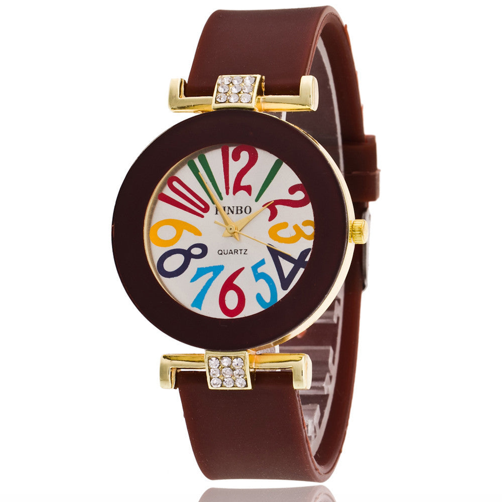 Jelly color digital watch with diamond
