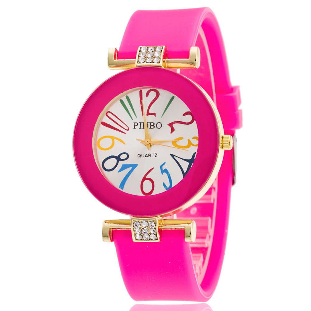 Jelly color digital watch with diamond