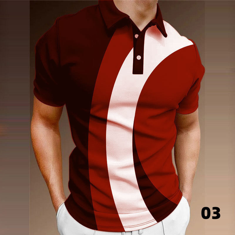 3D Digital Printing Lapel Pullover Leisure Short Sleeve
