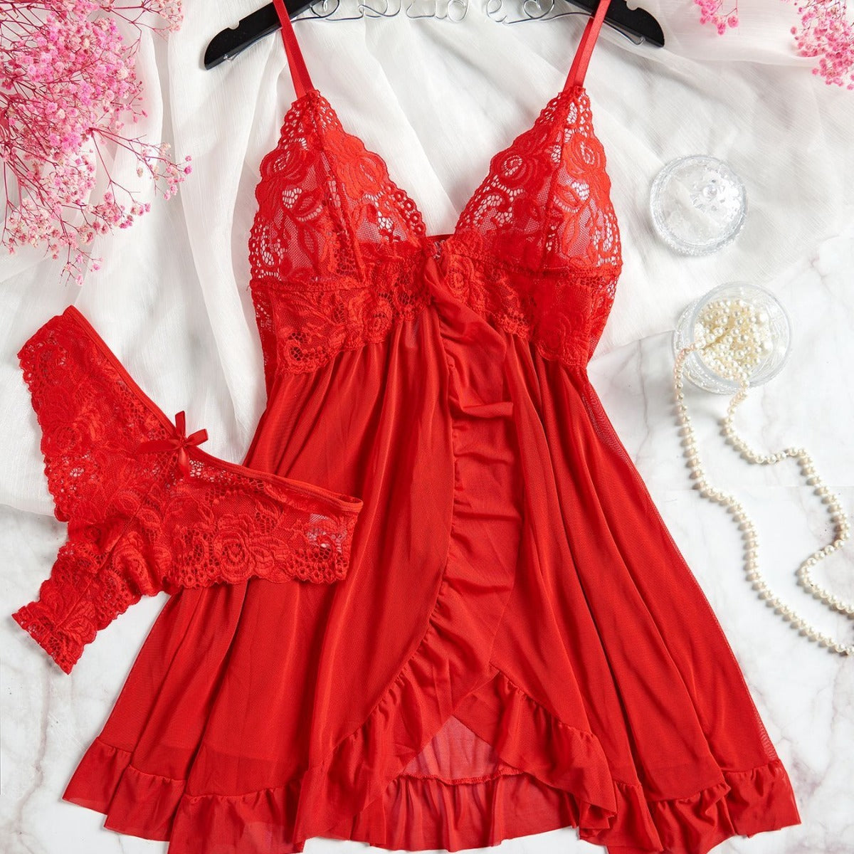 Ladies' Mesh Fabric Slip Nightdress