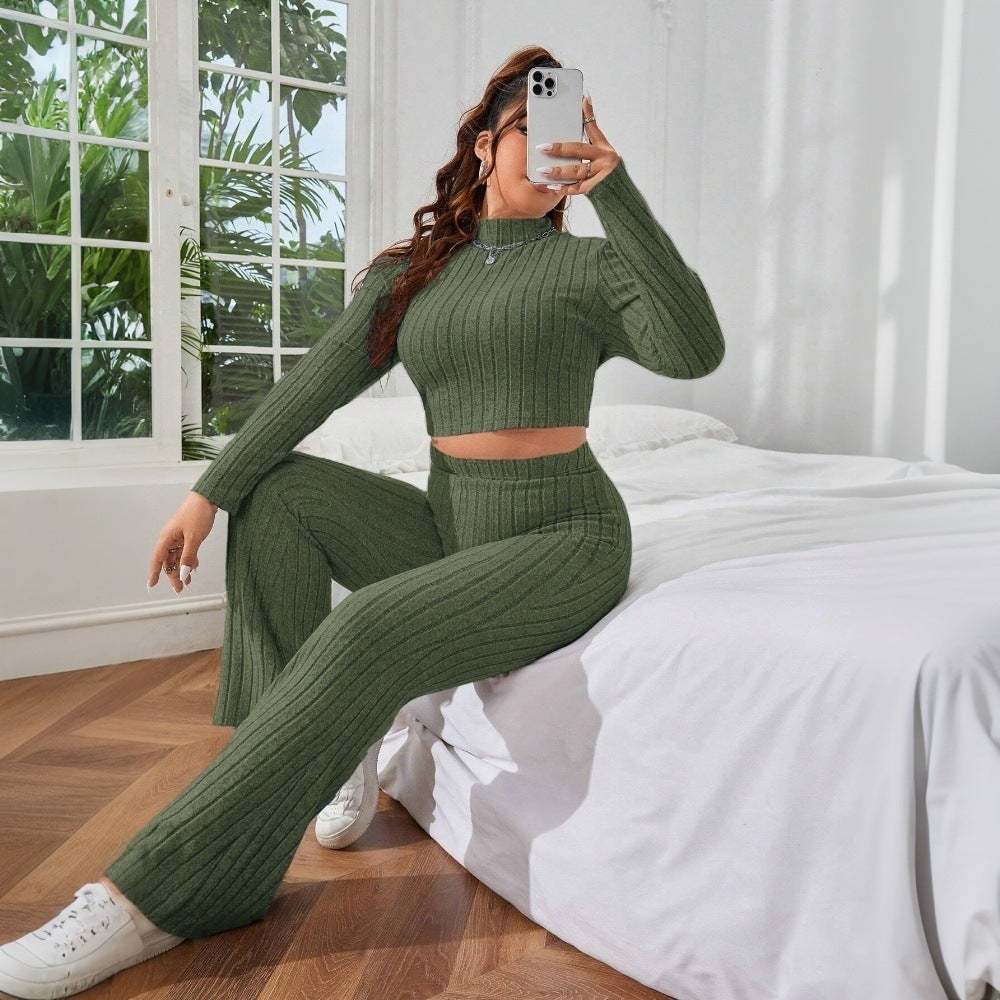 Autumn And Winter Solid Color Comfortable Slim Fit Two-piece Suit