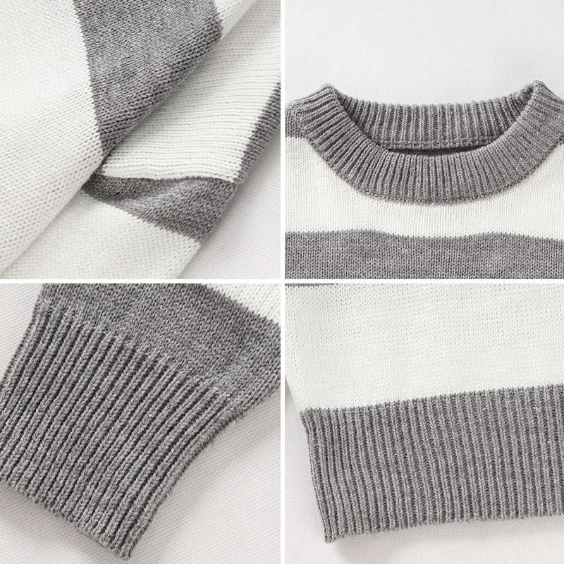 Men's And Women's Fashion Casual Loose Round Neck Clashing Jumper