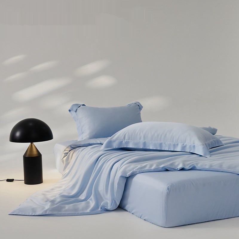 Summer Pure Color Silky Lyocell Cool Feeling Ice Silk Four-piece Set