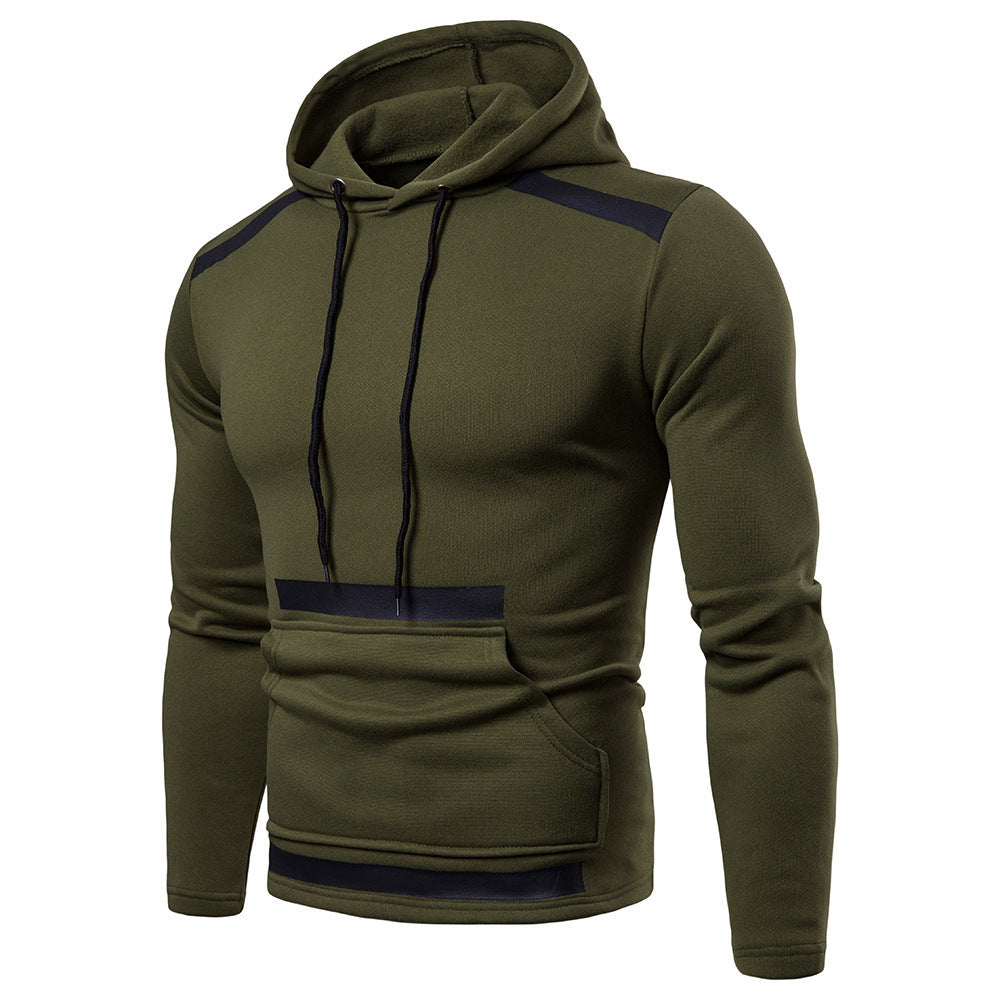 Contrast stitching hooded sweater
