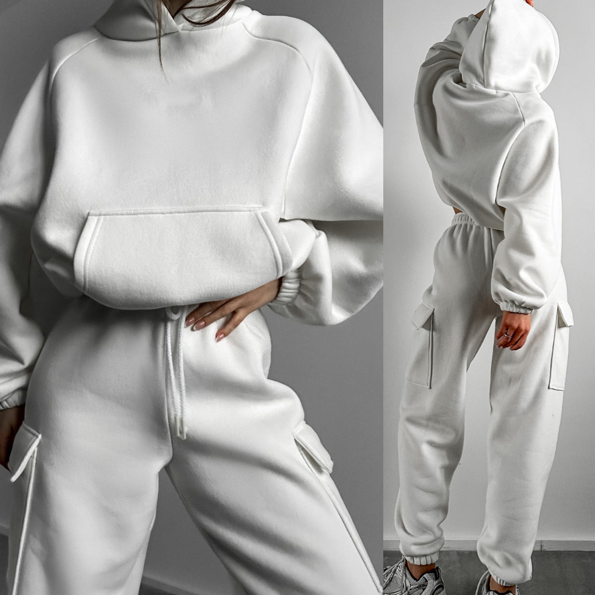 Female Solid Color Fashion Sports And Leisure Sweater Suit