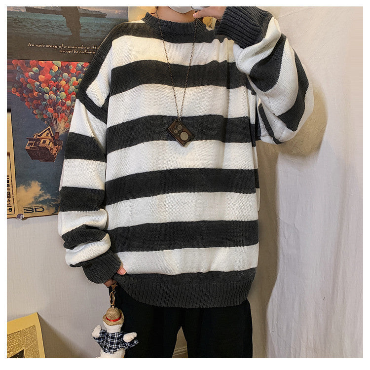 Men's And Women's Fashion Casual Loose Round Neck Clashing Jumper