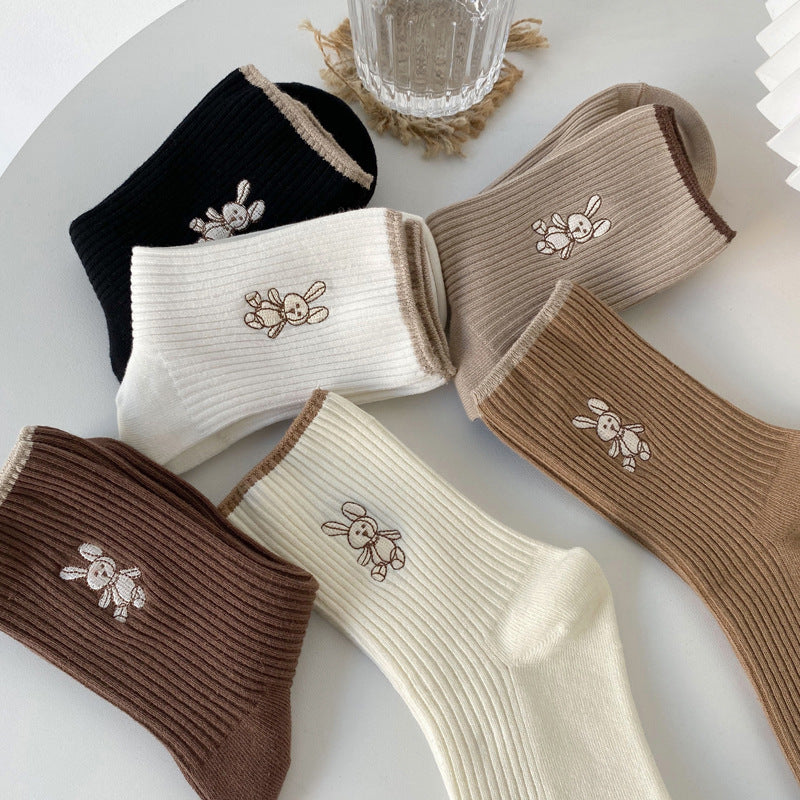 Autumn And Winter New All Cotton Cute Japanese Medium Tube Socks Female