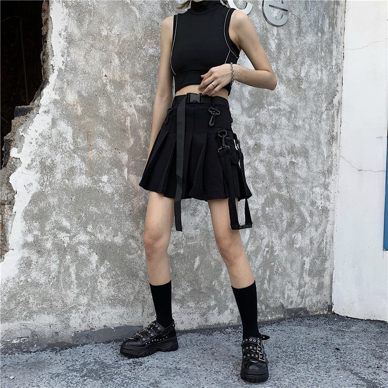 Women's Summer Design Sense Splicing Black Skirt