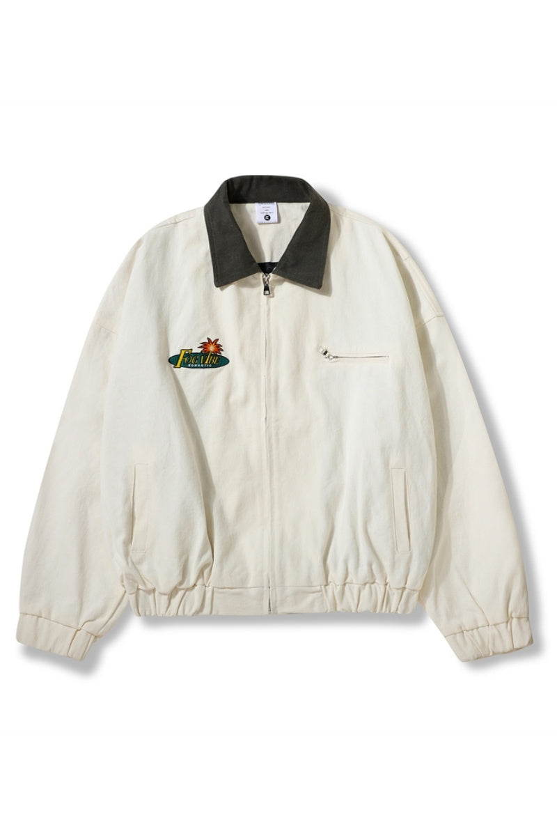 Men's And Women's Loose-fitting Vintage Embroidered Lapel Workwear Jacket