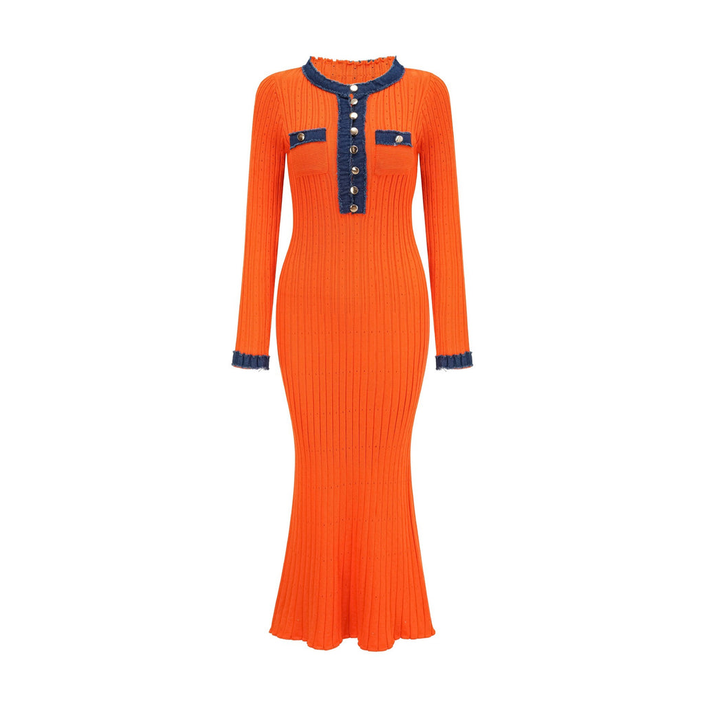 Elegant Knitted Waist-controlled Slim Fit Slimming All-matching Dress