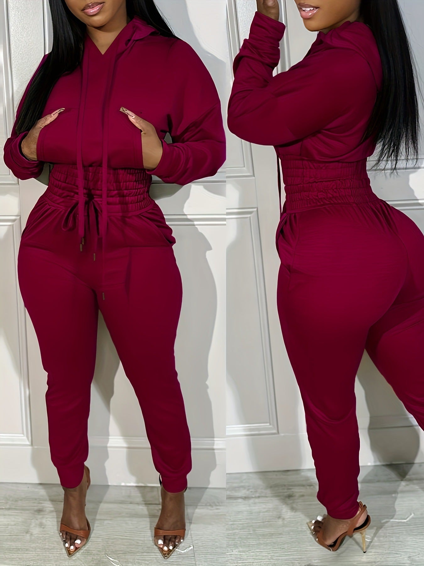Girdle Casual Hoodie And Cuff Jogging Sweatpants