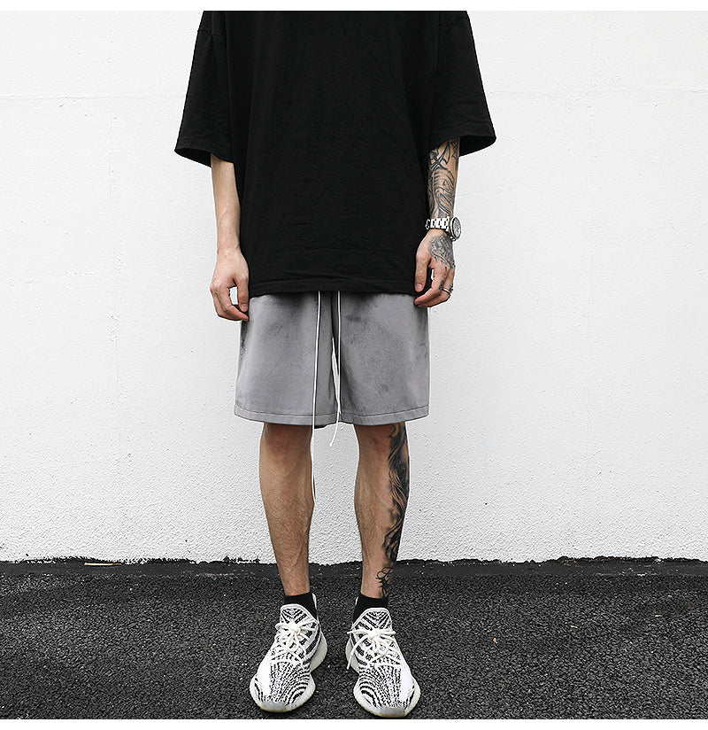 Side Stripe-Breasted Split Drawstring Shorts