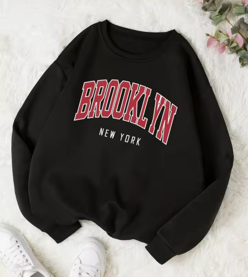 Personality Trend Printed Crew Neck Sweatshirt Women