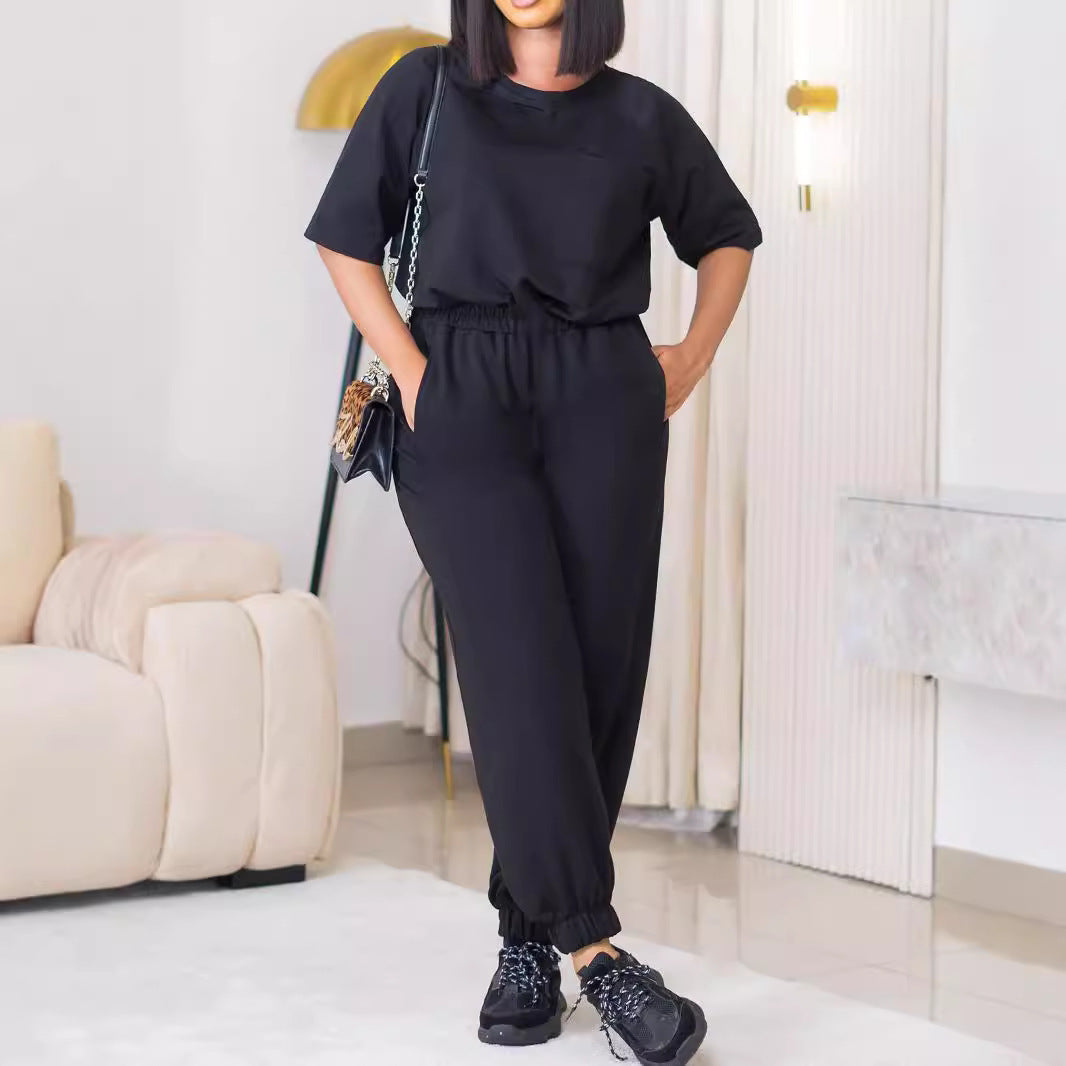 European And American Leisure Loose Fashion Ladies Two-piece Set
