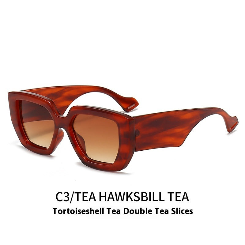 Big Square Rim Contrast Color Sunglasses Female To Make Round Face Thin-looked Fashion