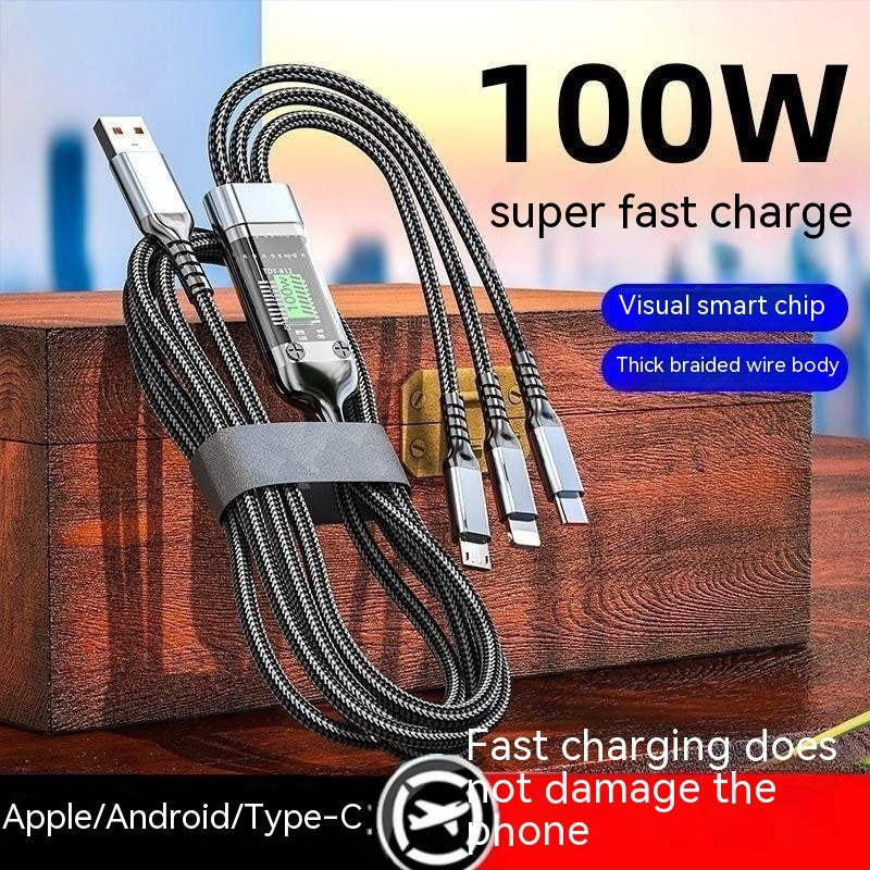 Three-in-one Mobile Phone With Light 6A Super Fast Charge Data Cable