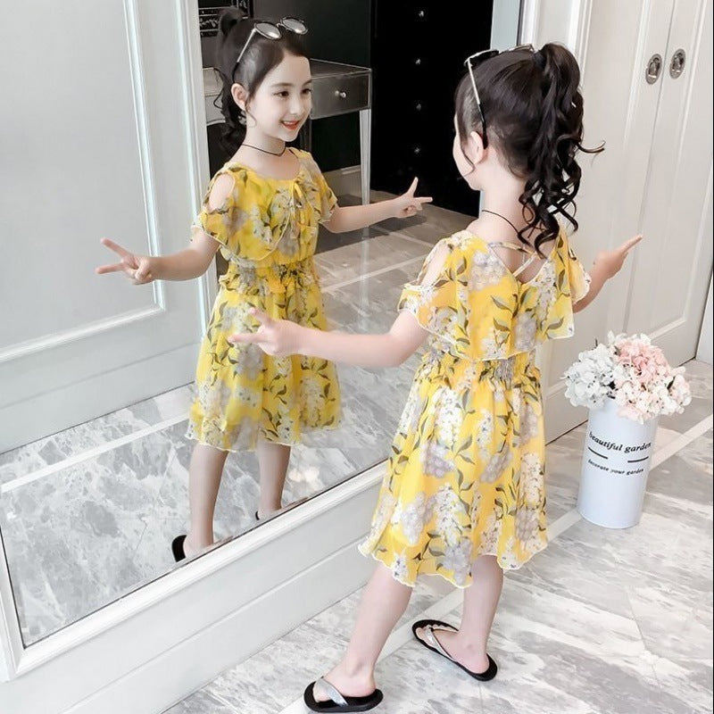 Korean Style Fashionable Floral Chiffon Dress
